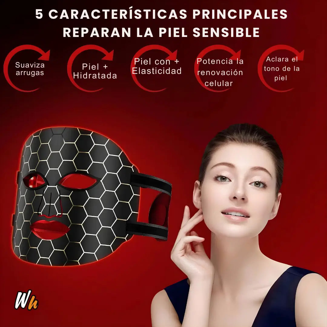 MÁSCARA FACIAL LED DE FOTOCUIDADO AVANZADO - Tu momento de belleza en casa