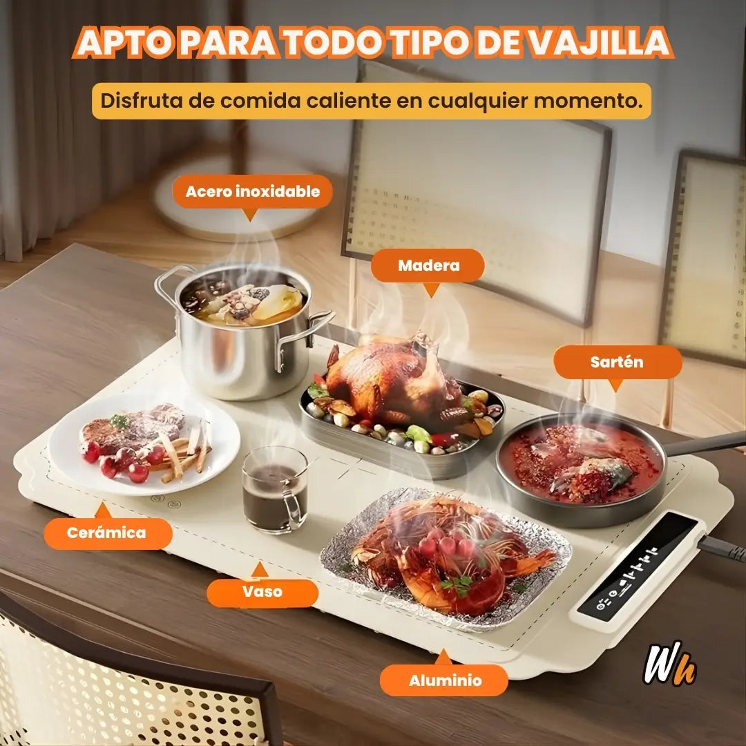TAPETE CALENTADOR DE COMIDA - Come caliente sin la radiación del microondas