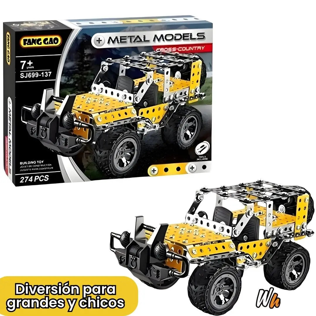 CARRO METÁLICO ARMABLE JEEP DE 274 PIEZAS - Modelo Coleccionable