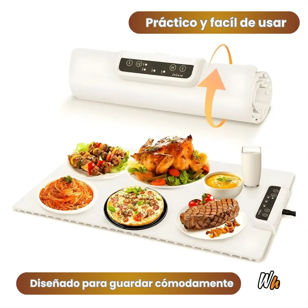 TAPETE CALENTADOR DE COMIDA - Come caliente sin la radiación del microondas