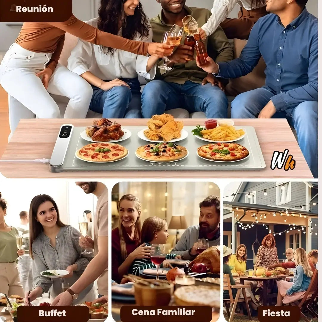 TAPETE CALENTADOR DE COMIDA - Come caliente sin la radiación del microondas